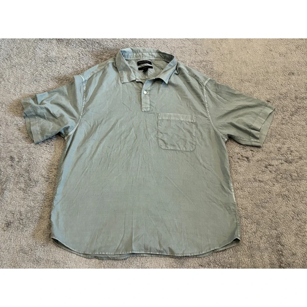 Banana Republic Mens Medium Green Relaxed Fit Organic Cotton Pique Polo Shirt